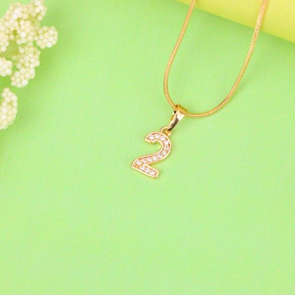 "Rose Gold Number 2 Pendant with Crystals – 18K Gold Plated Charm, XPPT1342 - Picture 4 of 13